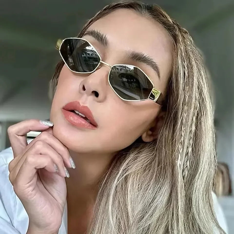 Fashion Hexagon Sunglasses Women Luxury Brand Design Unique Polygon Sun Glasses