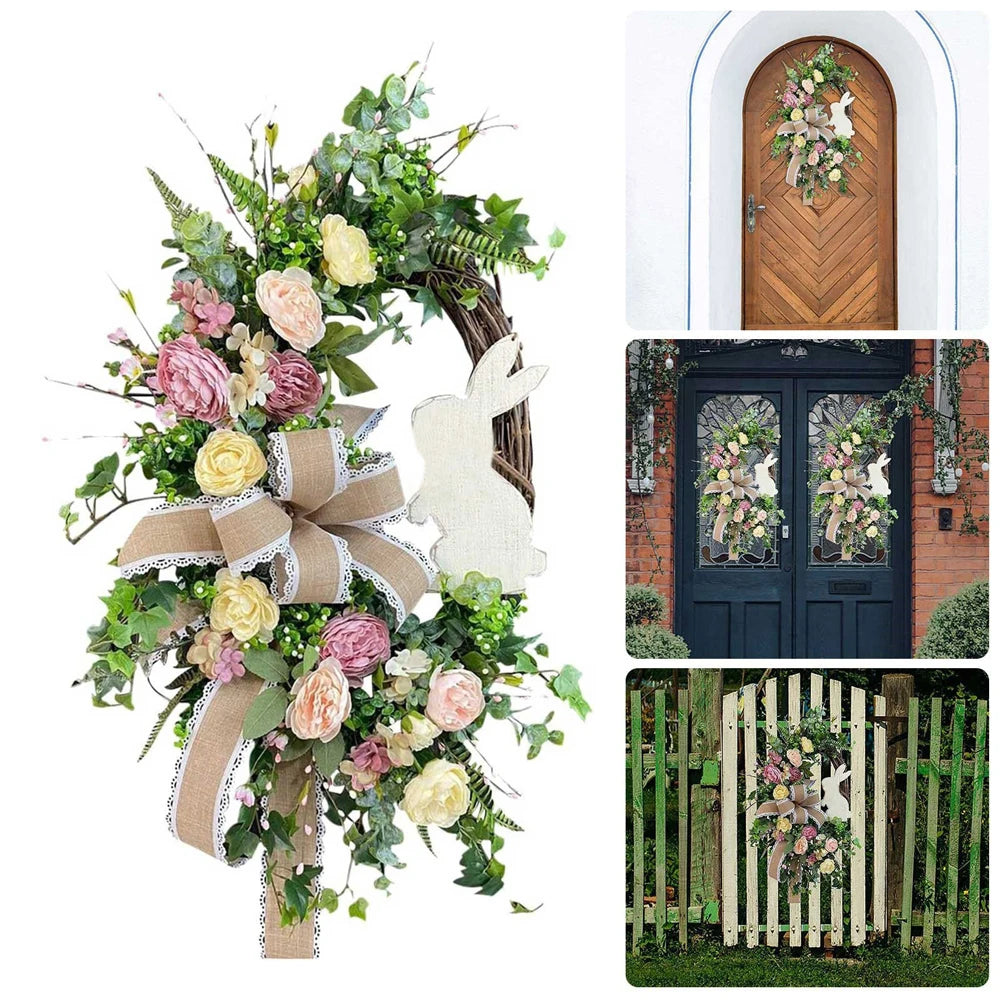 Easter Front Door Spring Cross Wreath