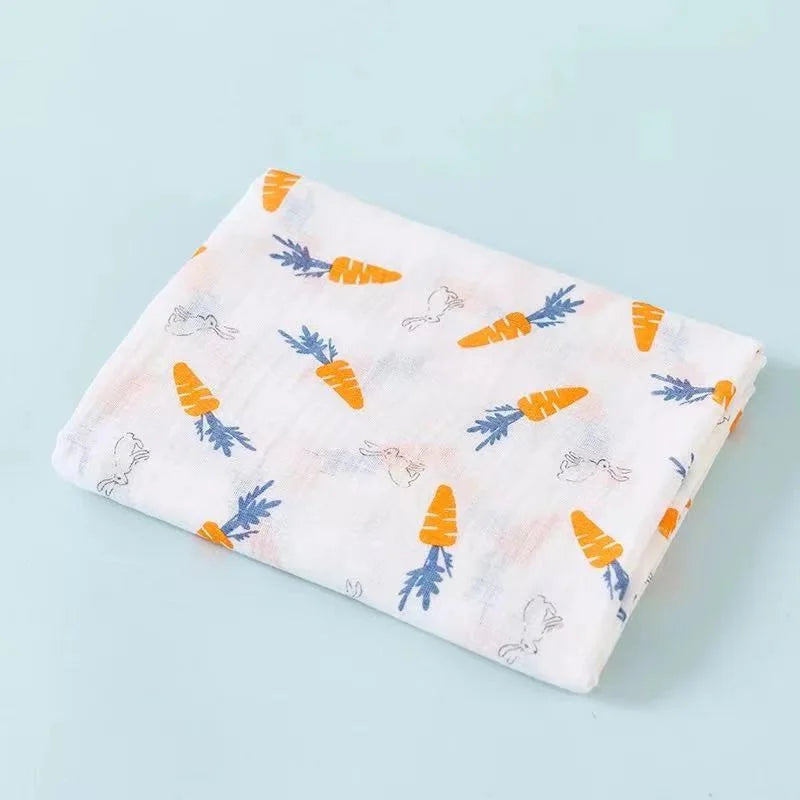 110cm Baby Swaddle Blanket Wrap Burping Clothes Dual Layers Muslin Blankets Boy Girl Organic Soft Cotton