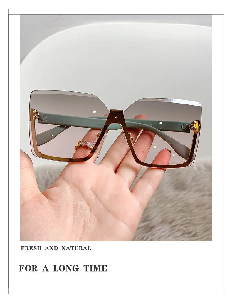 European & American Style Half-frame Metal Sunglasses Fashion Slim Anti-uv Glasses