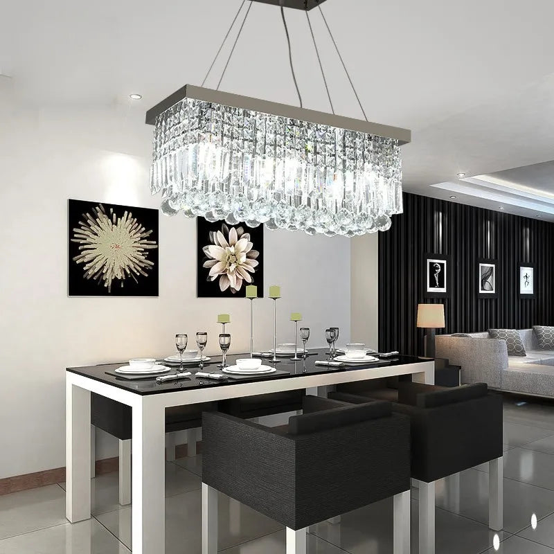 LED Crystal Chandelier Modern Dining Kitchen Hanging Pendant Lamp