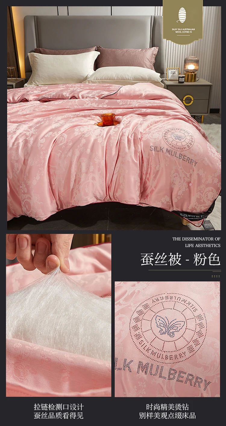100% Mulberry silk with warm thickened quilt core 5kg winter comforter cotton cover spring autumn home quilt luxury blanket