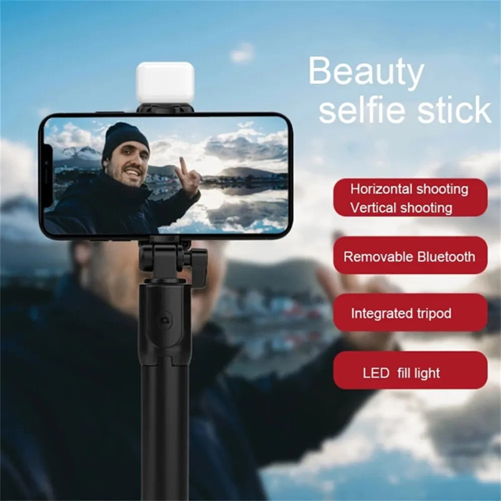 3-in-1 Tiktok Video Holder with Bluetooth Remote, Fill Light, and Foldable Bracket for Smartphones