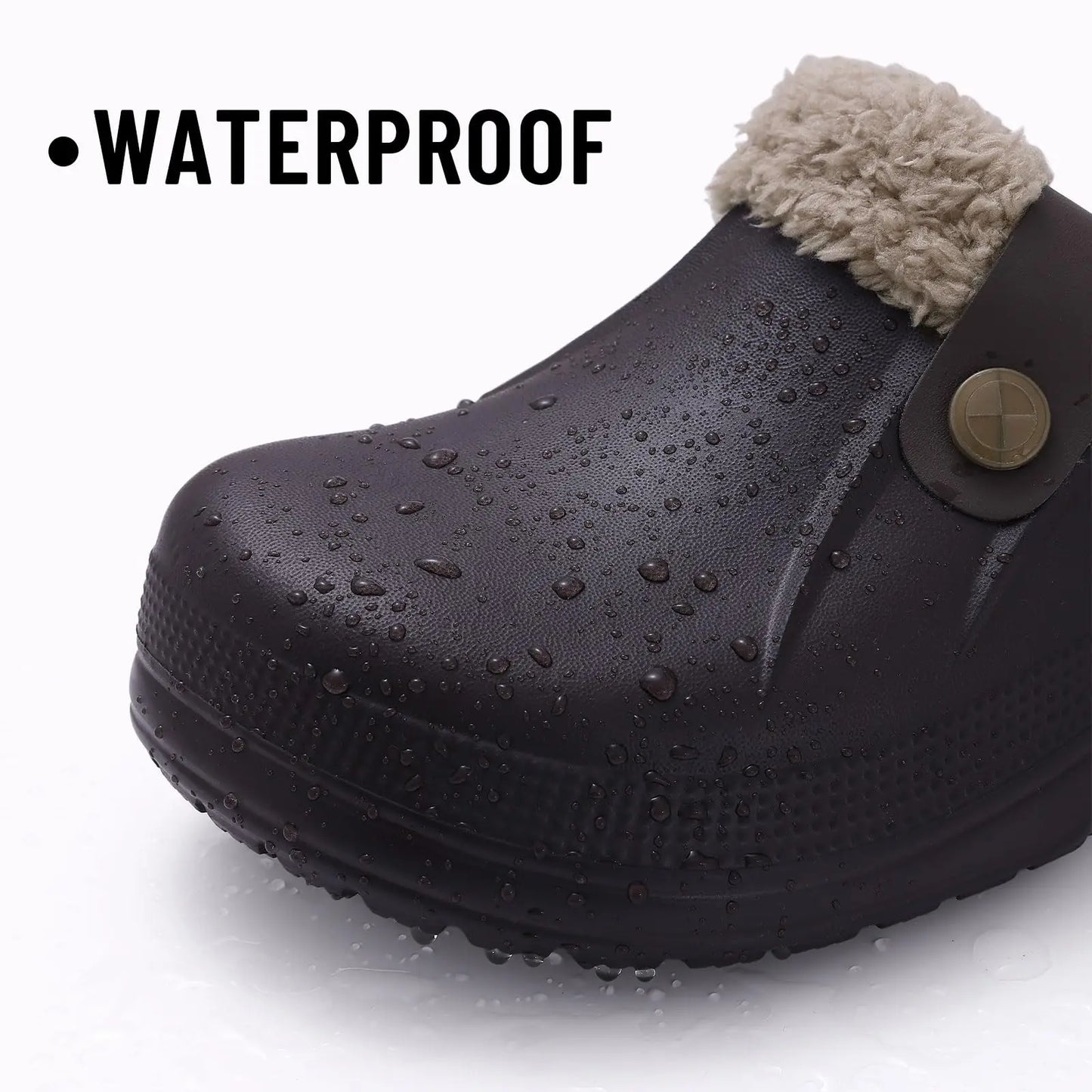 Winter Men's Fur Furry Slippers Waterproof Plush Cotton Non-slip Outdoor Shoes