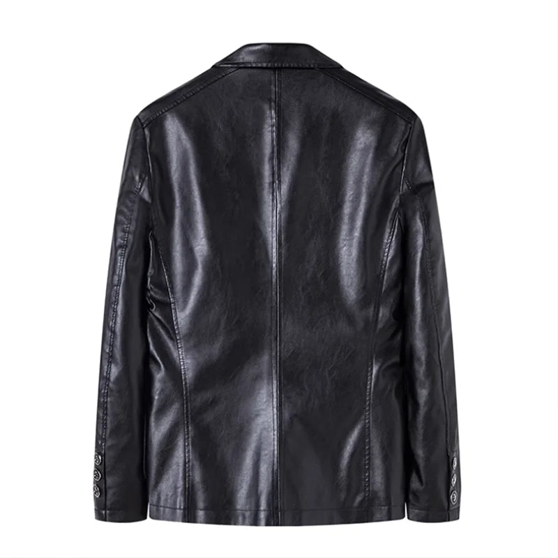 Men's Business Casual Leather Jacket Coats Large Size 5XL Slim Fit