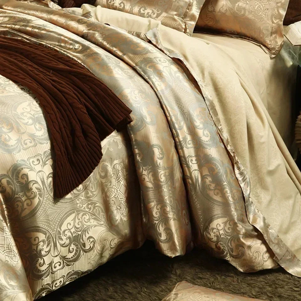 High End Jacquard Luxury European Duvet Cover Set Satin