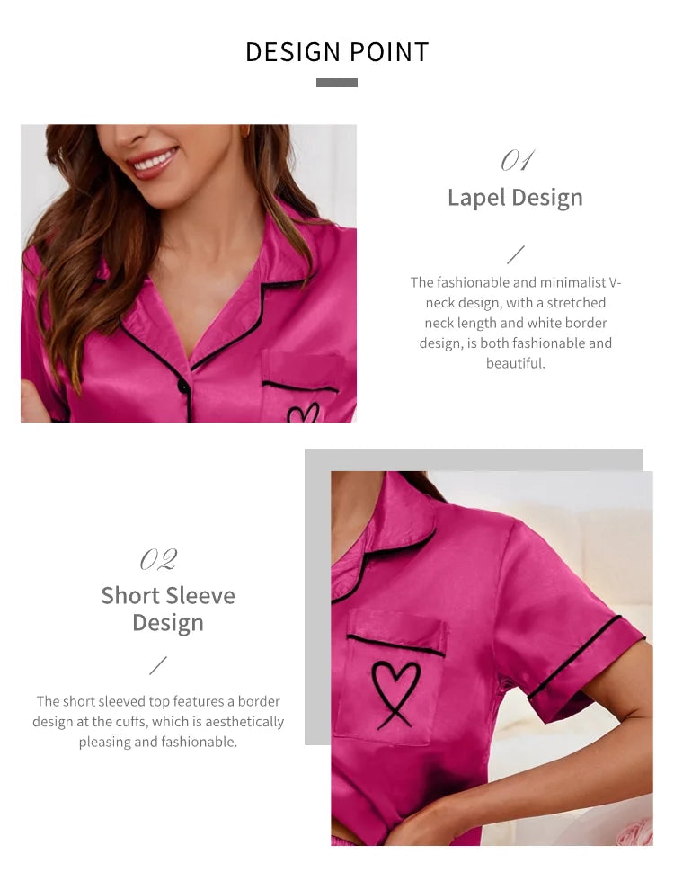 Women's Pajamas Lounge Set Short Sleeve Top & Shorts