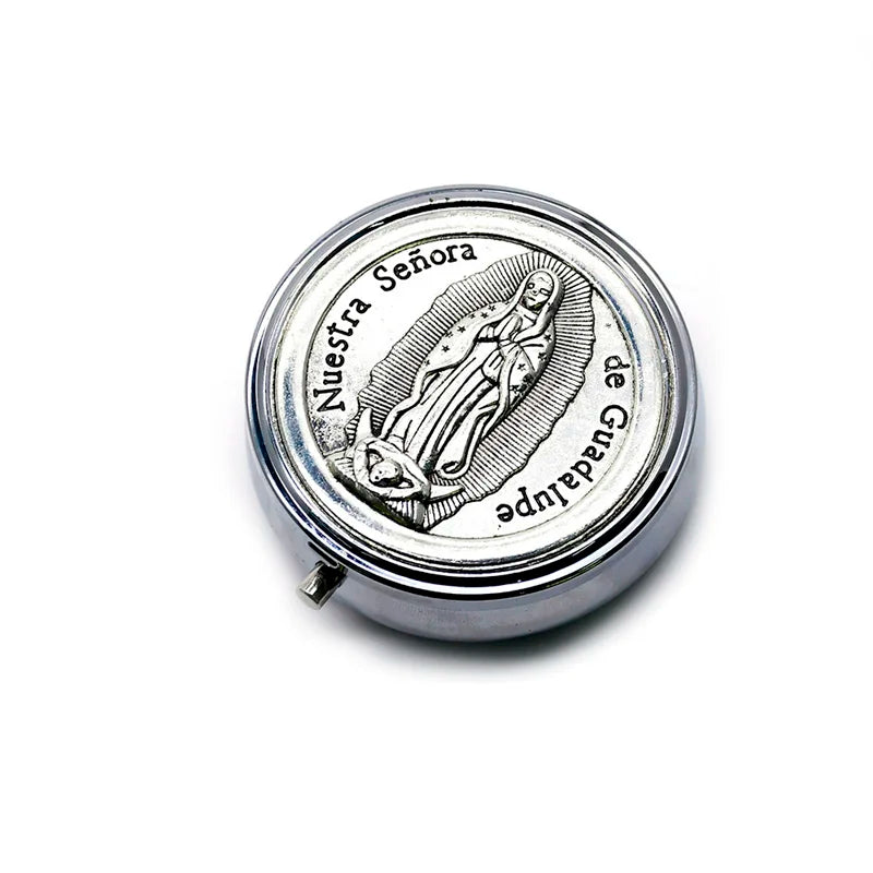 Retro Metal Guadalupe Holy Grail Saint Benedict Rosary Gift Box