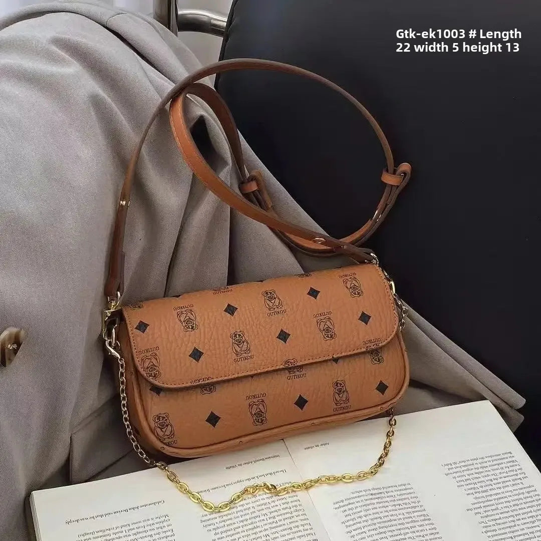 Fashionable Versatile Women's Handbag Shoulder Bag Soft Polyester Fiber Lining Zipper Closure