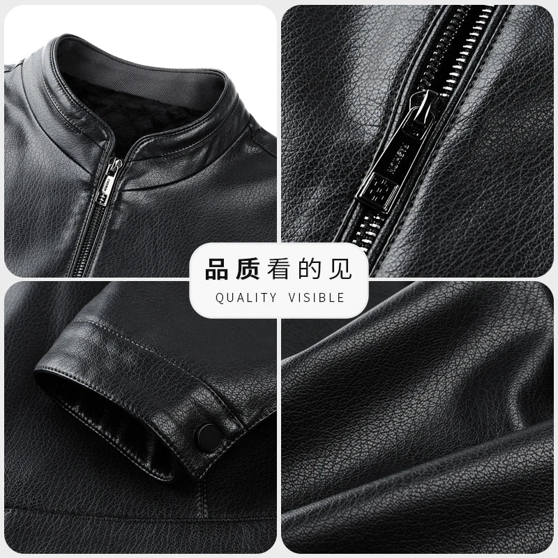 Men's Business Casual Natural Sheep Thin Leather Jacket