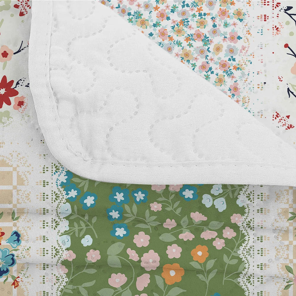 2/3-Pcs Geometric Grid Printed Quilt Set, Cal King, Durable, Breathable