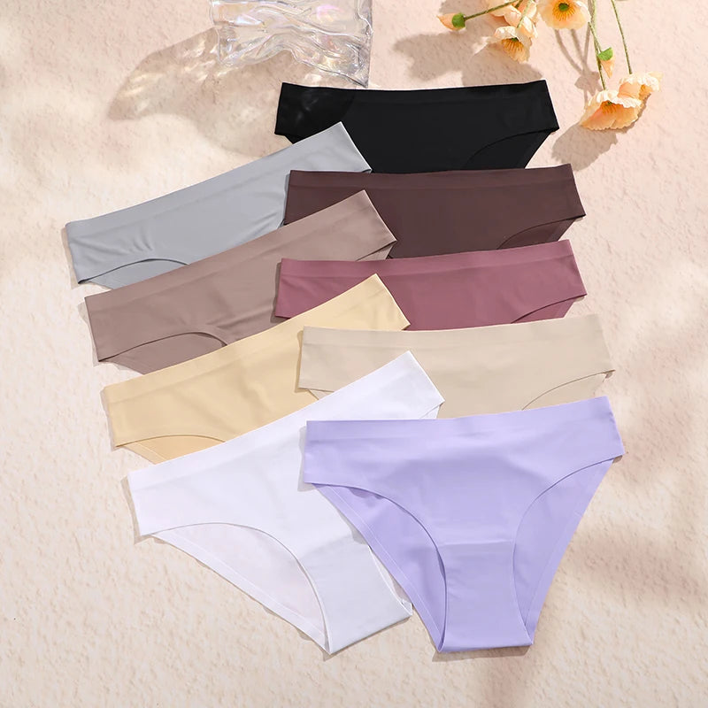 6PCS Women Seamless Panties Ice Silk Ultra Thin soft Low Rise