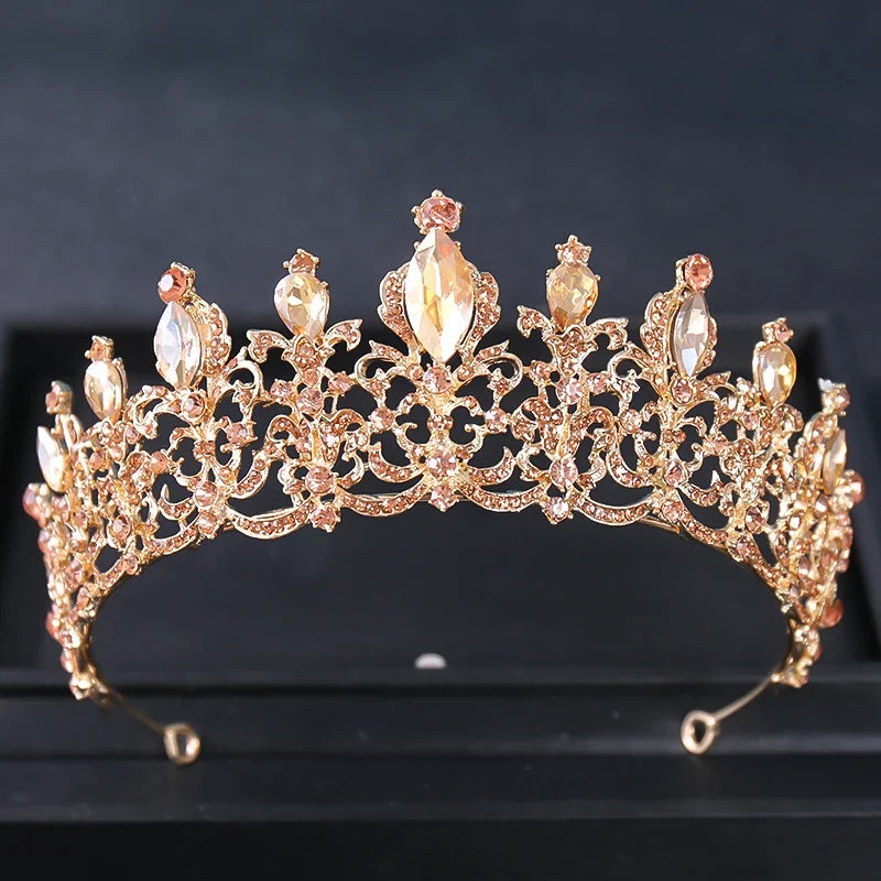 Gold Color Luxury Crystal Wedding Tiaras Crowns Party Rhinestone Prom Bridal Diadem Crown Tiara Hair Jewelry