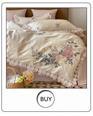 Luxury Three-line Embroidery Solid Color 1000TC Egyptian Cotton Bedding Set Duvet Cover Bed Sheet/Fitted Sheet Pillowcases 4Pcs