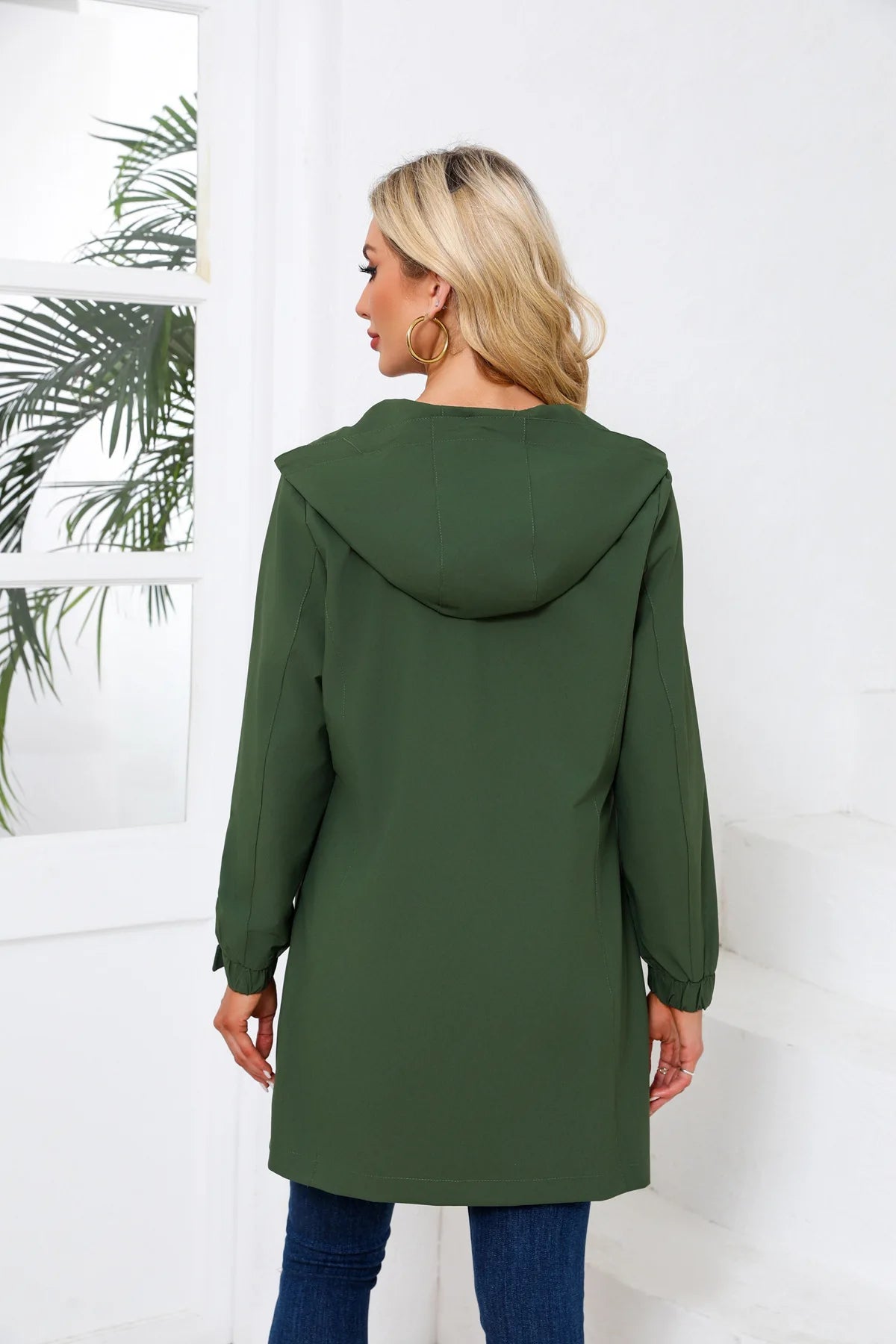 Spring Women's Hooded Long Jacket, Size S-3XL