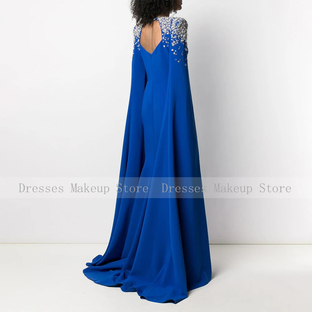 Luxury Formal Evening Dress Crystals Mermaid Dark Royal Blue