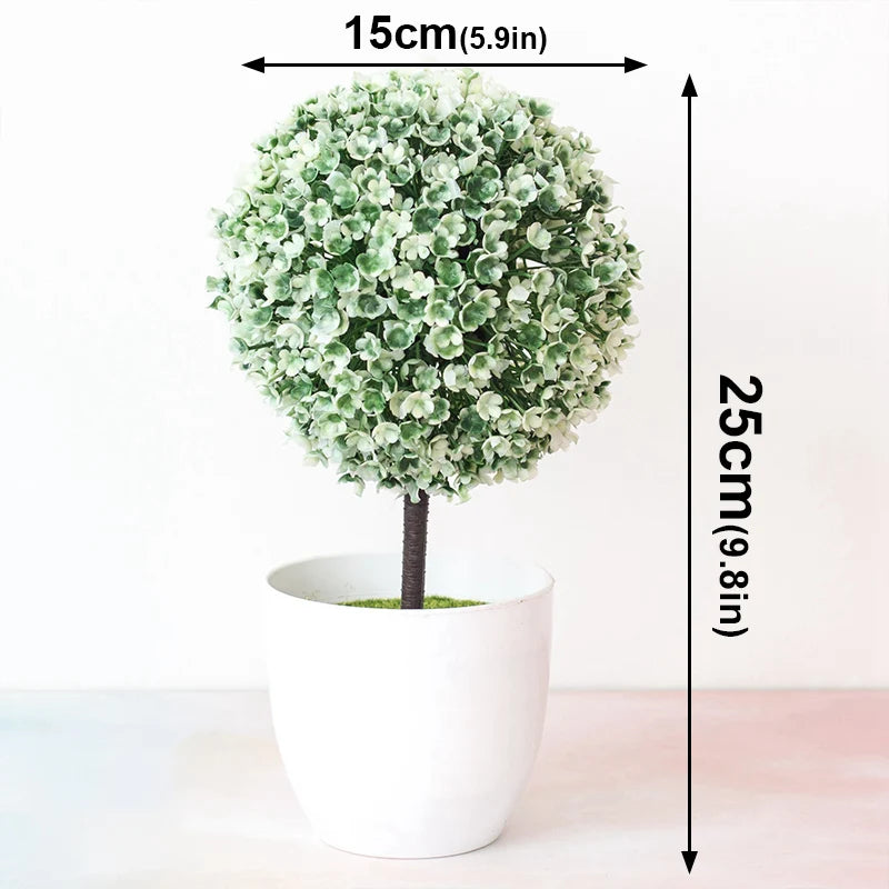 Artificial Plants Potted Green Bonsai Sakura Snowball Home Decor
