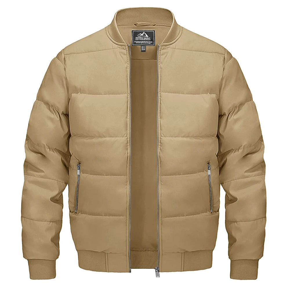 Men's Thermal Bomber Jackets Fall Winter Windproof Baseball Coat Full Zip