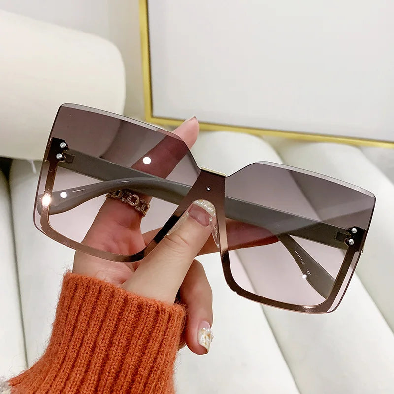 European & American Style Half-frame Metal Sunglasses Fashion Slim Anti-uv Glasses