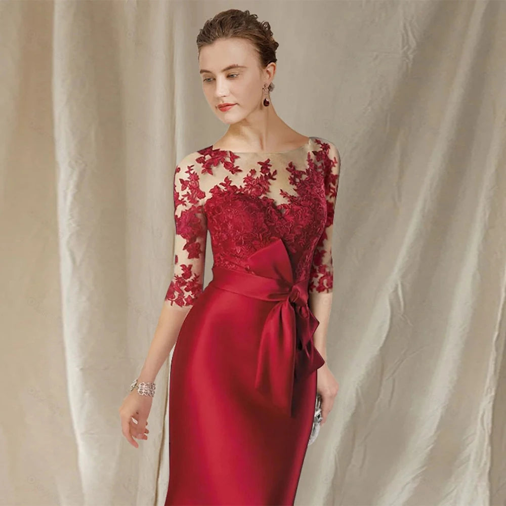 Elegant Mermaid High Quality Satin Wedding Party Gown with Lace Robe-Additional Colors...