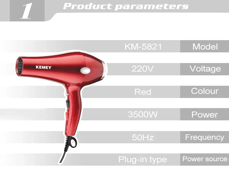 KM-5821 high-quality negative ion 3500W high-power dual speed cold and hot hair dryer