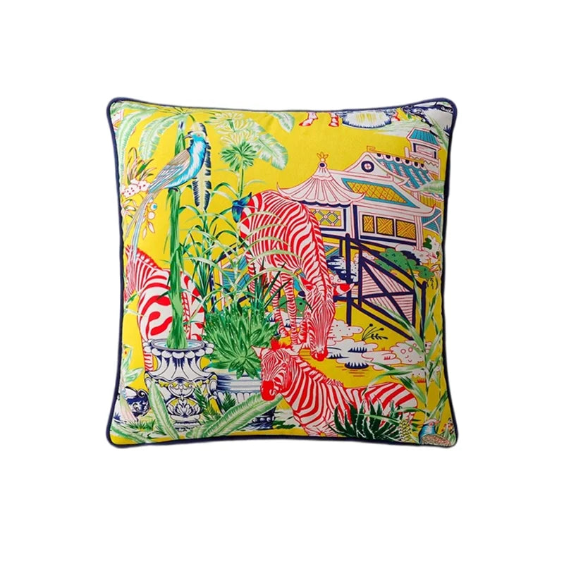 Tiger Home Cushion Velvet Cover Cheetah With Ginger Jar Decorative Pillow Case