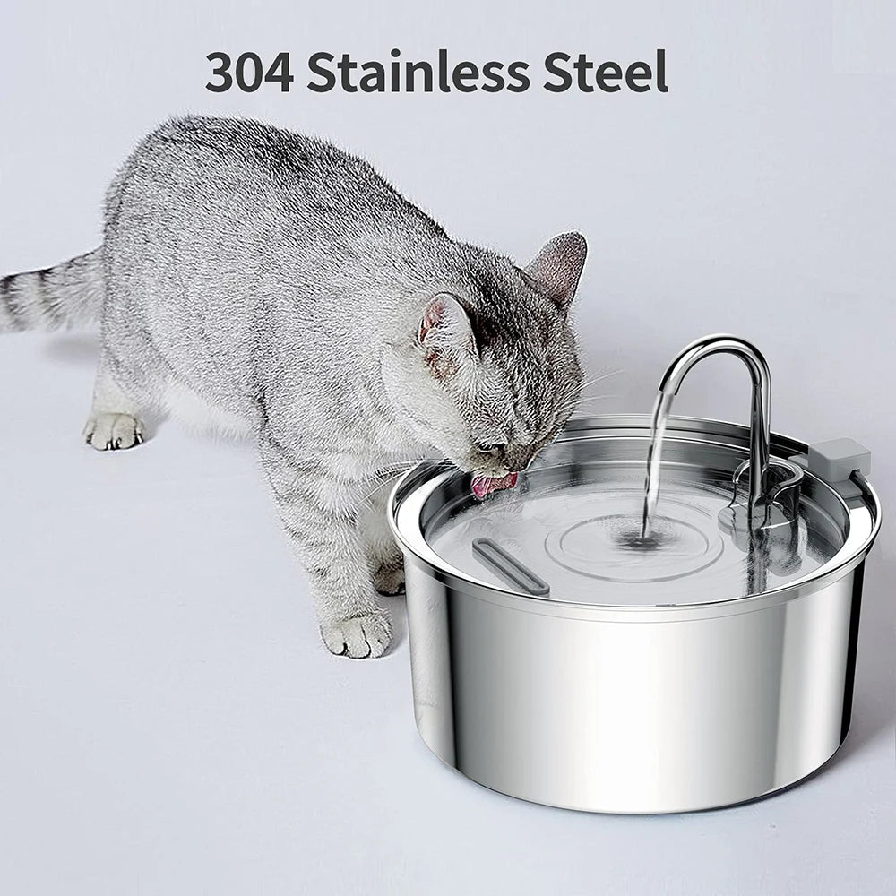 7L Large Capacity Stainless Steel Cat Water Fountain Dog Pet Automatic Water Feeder