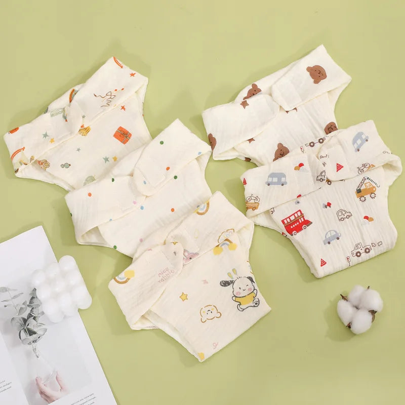 Summer Cotton Baby Reusable Taped Diaper Cartoon Training Pants