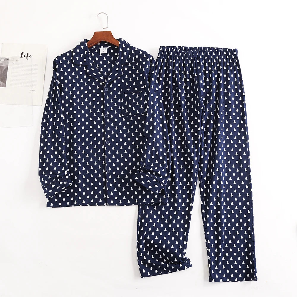 Plaid Design Multi Colors Warm Cotton Flannel Long-sleeved Trousers Pajamas Set for Men