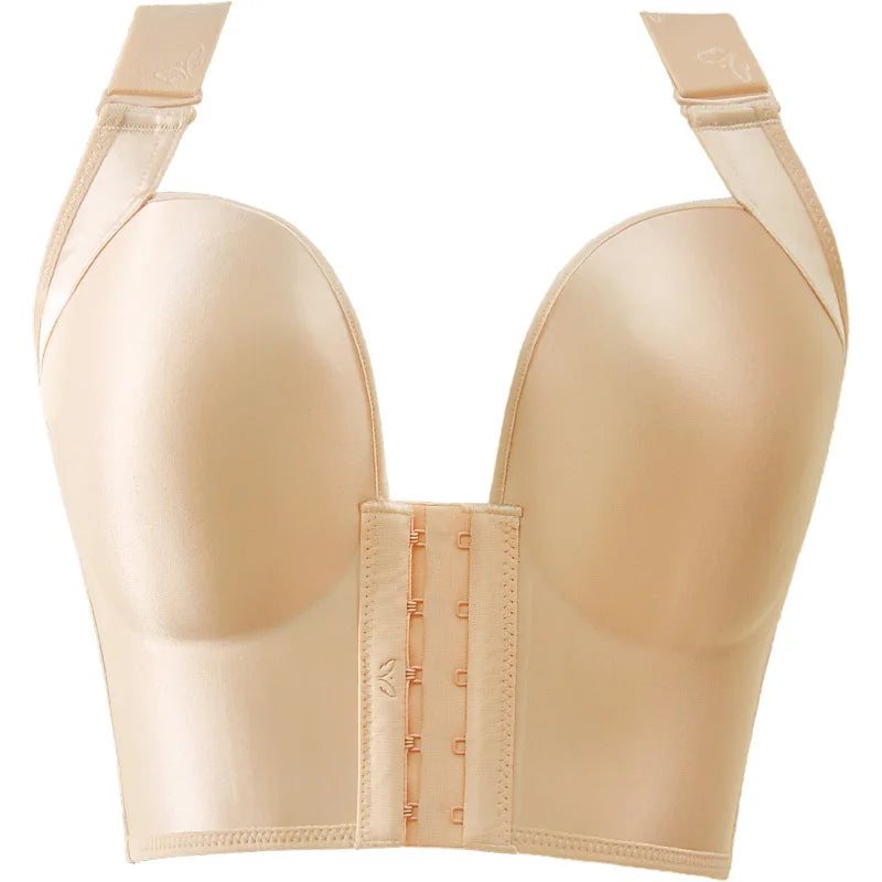 Front Close Push Up Bra for Women Wirefree Deep Cup Brassiere Hides Back Fat Full Back Coverage Bras Plus Size Lingeire