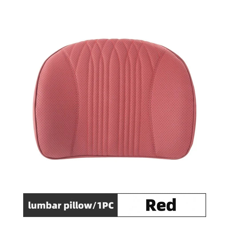 Memory Foam Car Lumbar Support Cushion Breathable Leather Seat Protection Neck Pillow Universal Car Seat Rest Pillow Accessories
