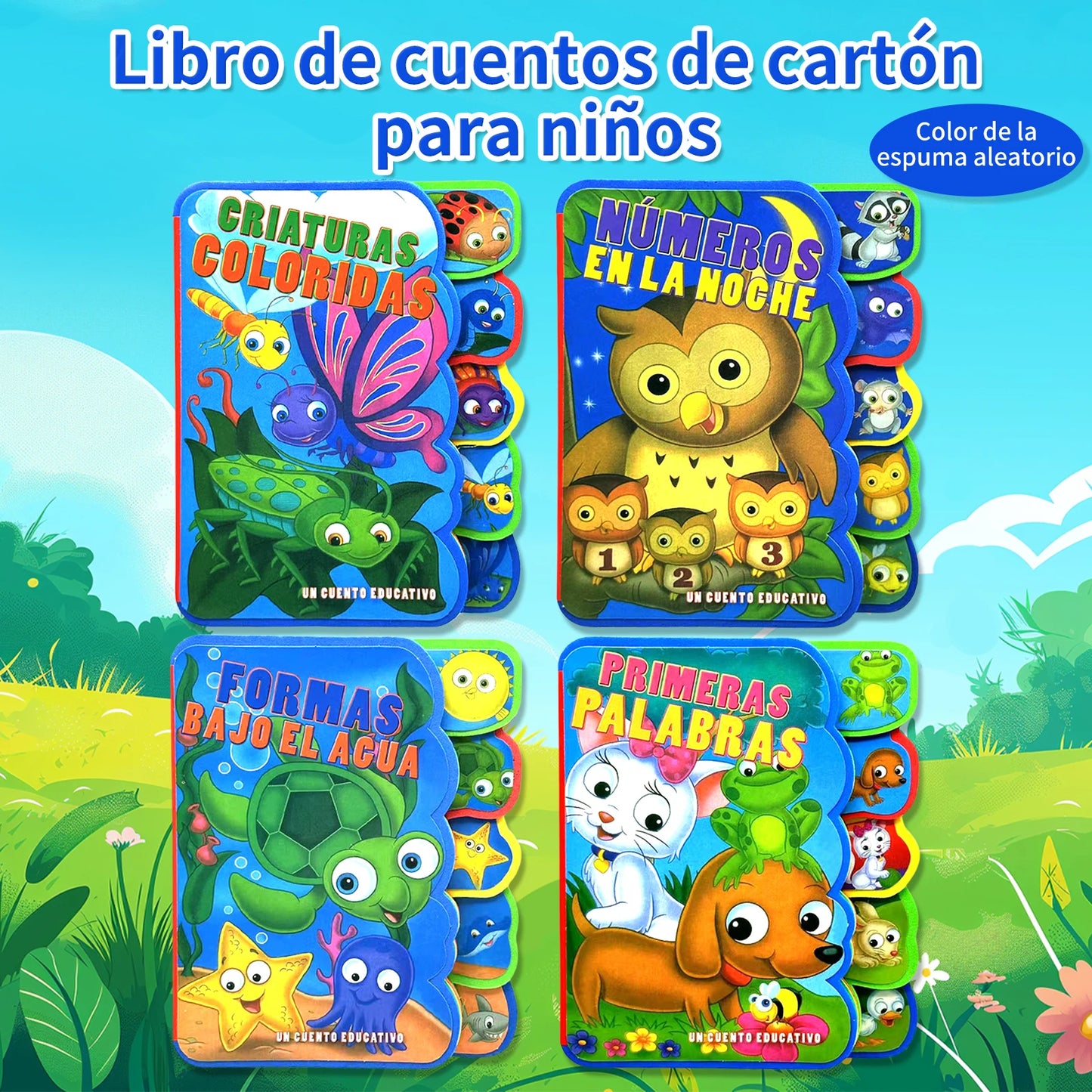 Spanish Children's Cardboard Picture Story Book Animals/Insects Educational Preschool Learning Book Stimulates Kid's Interest