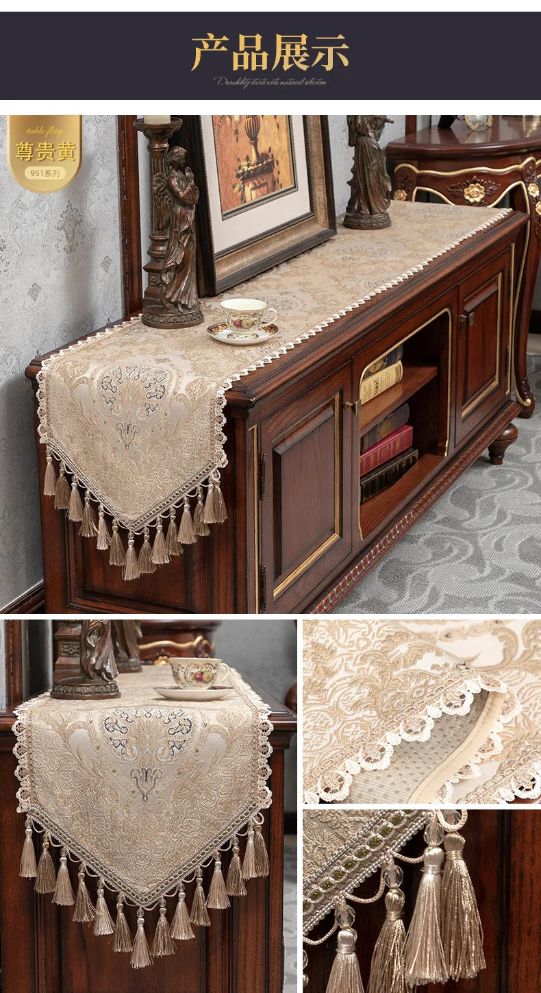 European Luxury Table Runner Multi Tassels Decor
