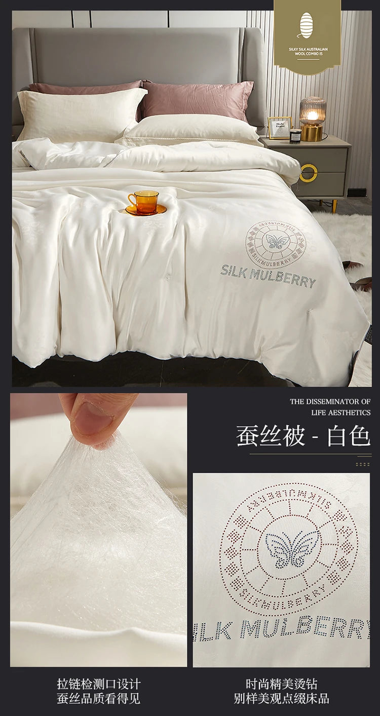 100% Mulberry silk with warm thickened quilt core 5kg winter comforter cotton cover spring autumn home quilt luxury blanket