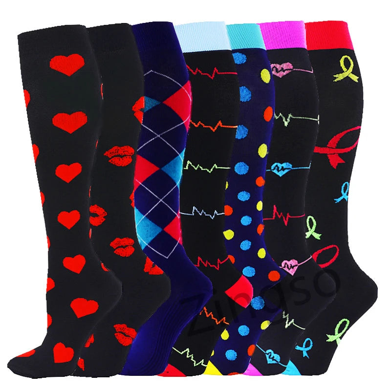 3/67 Pair Compression Stocking Women Men Knee High 30mmHg Edema Diabetes Varicose Veins Running Travel Sport Compression Socks