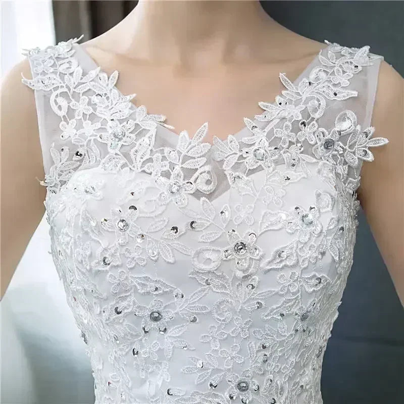 Plus Size Wedding Dress - V-Neck Sequined Ball Gown Customizable