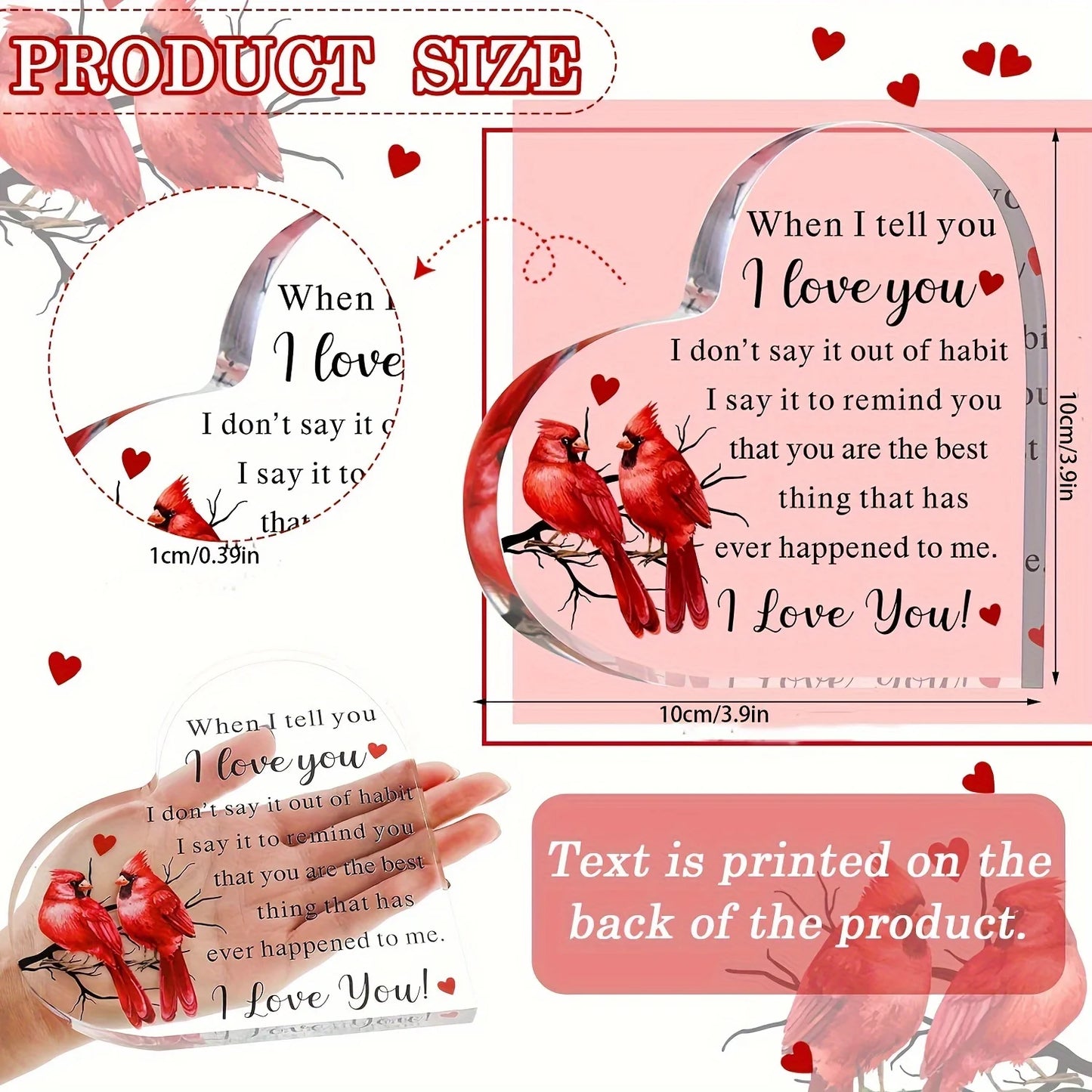 1pc Love Acrylic Gift for Her Anniversary Valentines Birthday