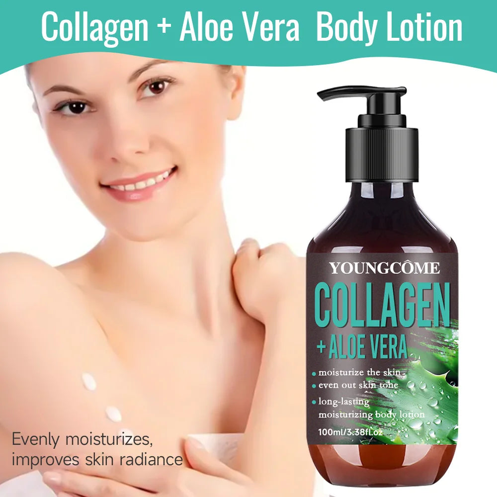Aloe Vera Collagen Hydrating Body Lotion Improve Tighten Deep Moisturize Fade Fine Lines