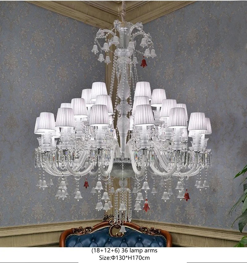 European Crystal Chandelier Living Room Dining Room Bedroom Villa Staircase Lamps White Candle
