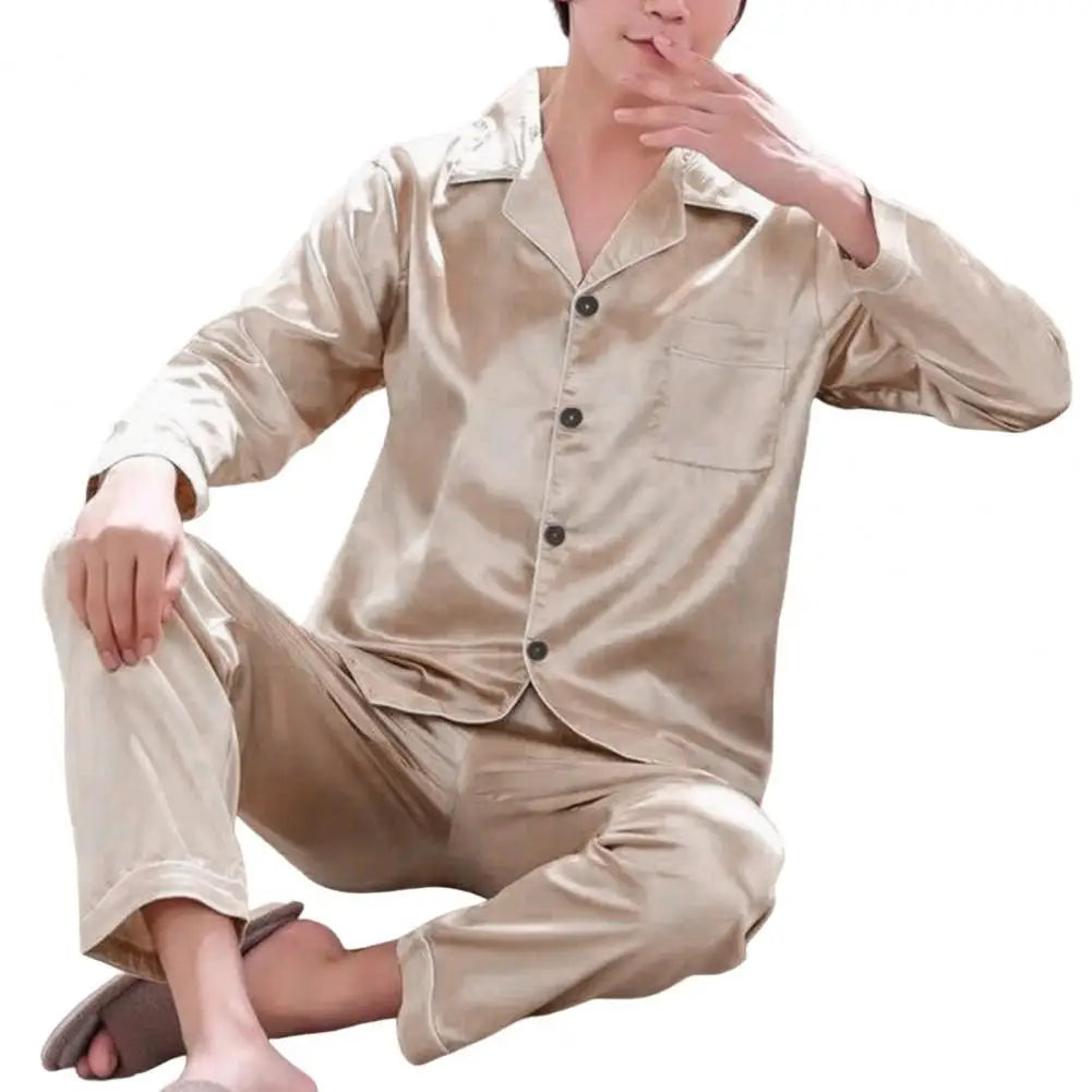 Pajama Sets For Men's Satin Silk