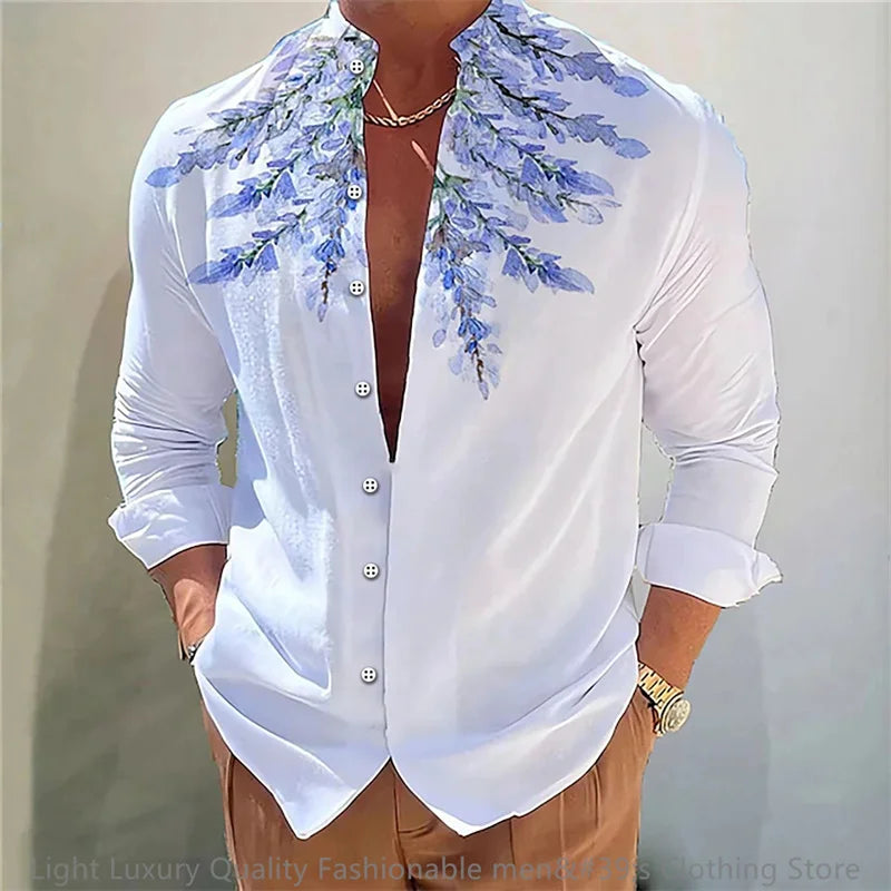 Men's Casual Soft Fabric Shirt Long-sleeved 3D printing XS-6XL
