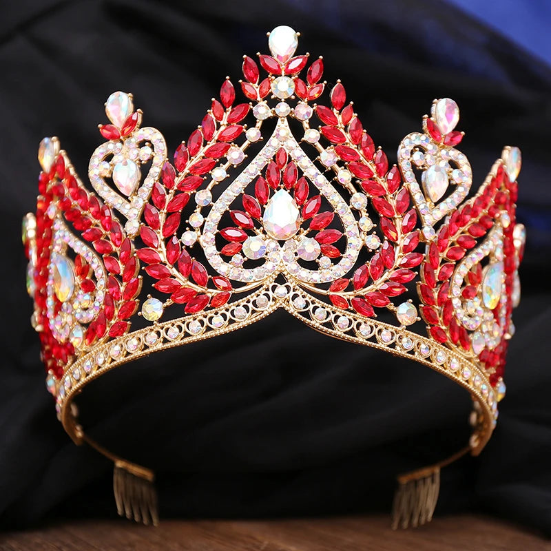 Royal Queen Crystal Bridal Pageant Crown Combs Headdress Jewelry Accessories