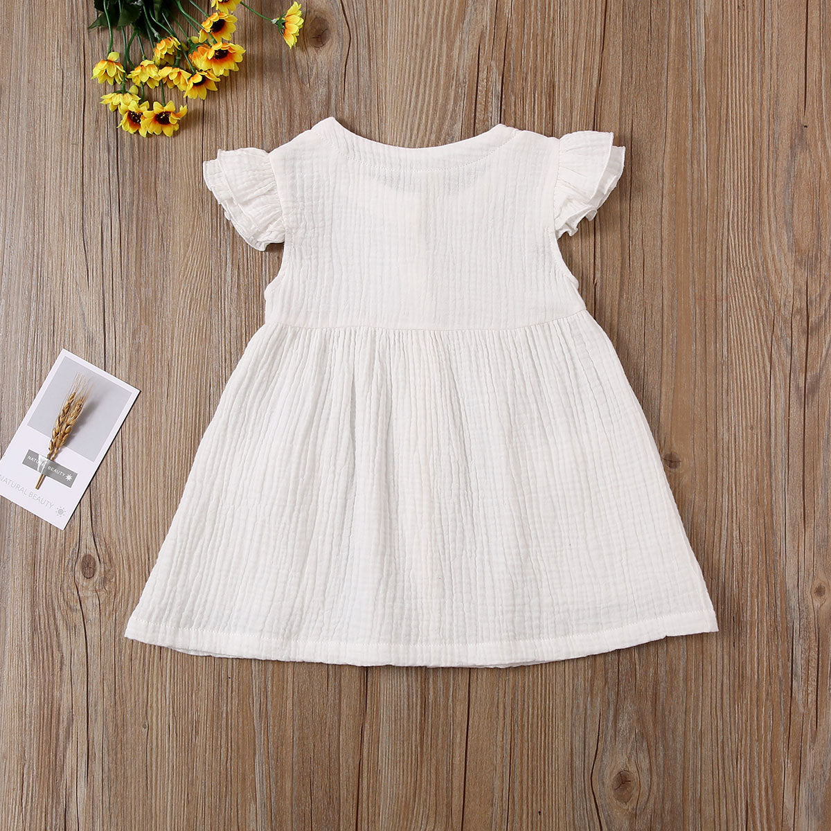 0-6Years Toddler Kid Baby Girl Summer Dress Ruffles Sleeves Cotton Button Pocket Dress Sundress