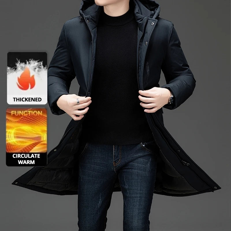 Long Thick Winter Hooded Parka Jacket Heavy Windbreaker Outdoor Windproof Coats Outerwear
