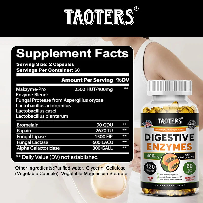 Digestive enzyme supplements for adults capsules Beneficial bacteria Immune system support and healthy digestion