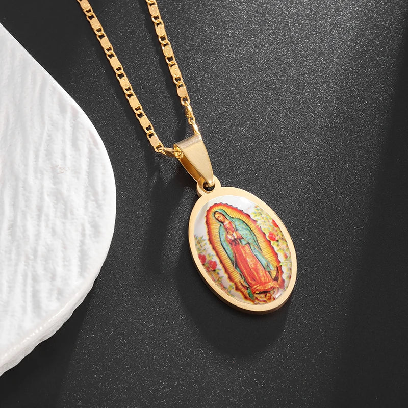 Unisex Virgin Mary Blessing Necklace Pendant