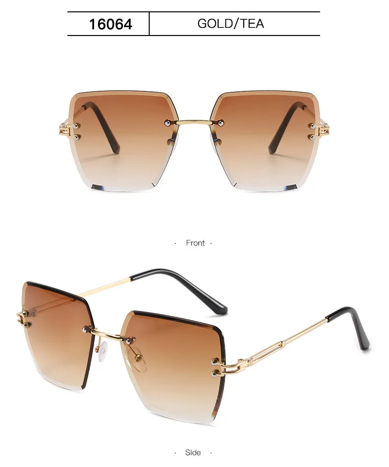 Trendy Polygonal Gradient Women Frameless Sunglasses