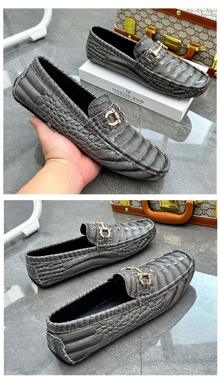 High Quality Luxury Green Snakeskin Leather Men Casual Comfort Lightweight Plus Size 48
