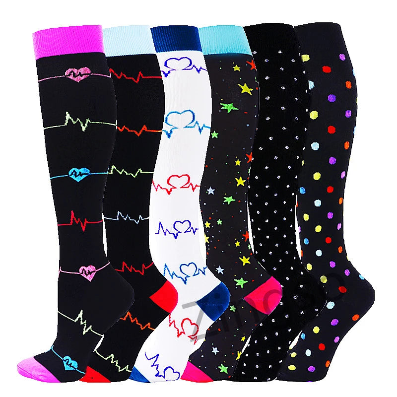 3/67 Pair Compression Stocking Women Men Knee High 30mmHg Edema Diabetes Varicose Veins Running Travel Sport Compression Socks