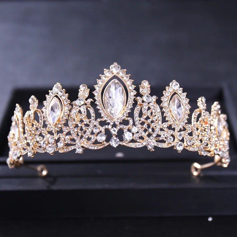 Gold Color Luxury Crystal Wedding Tiaras Crowns Party Rhinestone Prom Bridal Diadem Crown Tiara Hair Jewelry